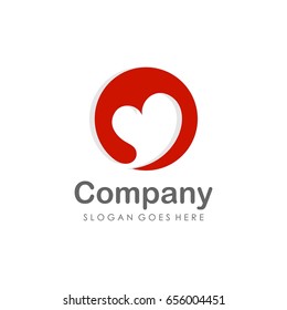 Red love heart logo design