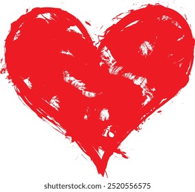 Corazón rojo del amor hecho de trazos ásperos aislados sobre fondo blanco para el día de San Valentín, boda u otro propósito. Ilustración vectorial de dibujo a mano.	
