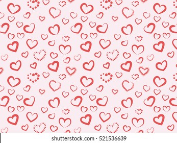 red love heart motif pattern on white background suitable for wrapping paper