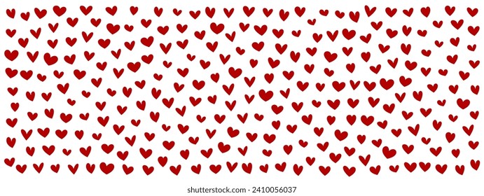 Red love heart pattern illustration. Valentine's day holiday backdrop texture with small hearts. Vector illustration.