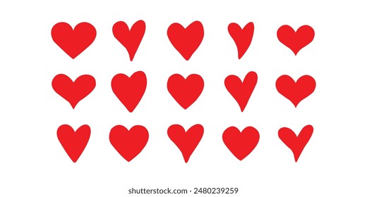 Red love heart pattern illustration. 
Heart vector set. Heart love valentine vector illustration icon set on white background. Background with red hearts. Vector illustration.