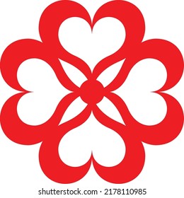Red Love Heart Petal Flower Pattern