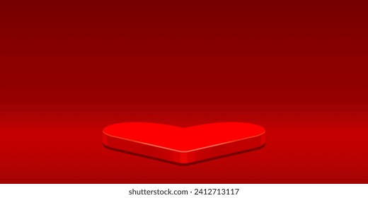 Red Love Heart Podium Background Vector Illustration