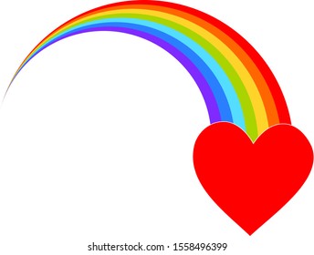 Red love heart rainbow on clear background valentines day image