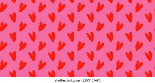 Red love heart seamless pattern illustration. Cute pink hearts background print. Valentine's day holiday backdrop texture. Valentines day background. Vector EPS 10