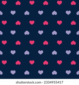 Red love heart seamless pattern illustration. Romantic background print. Valentine's day background texture, romantic wedding design.