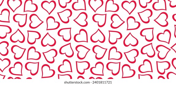 Red love heart seamless pattern background, Valentine's day holiday print texture, beautiful romantic wedding design backdrop, hearts background