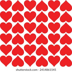  Ilustración de patrones sin fisuras del corazón de amor rojo. Corta impresión romántica de fondo de corazones rosados. Textura de fondo del día de San Valentín, diseño romántico de boda.
