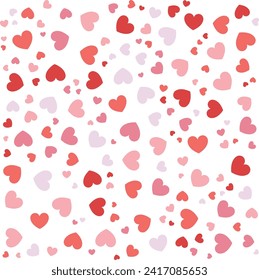 Rote Liebe Herz nahtlose Mustergrafik. Frische, rosafarbene Herzen, Hintergrunddruck. Valentinstag Feiertag Hintergrund Textur, Hochzeitsdesign.
