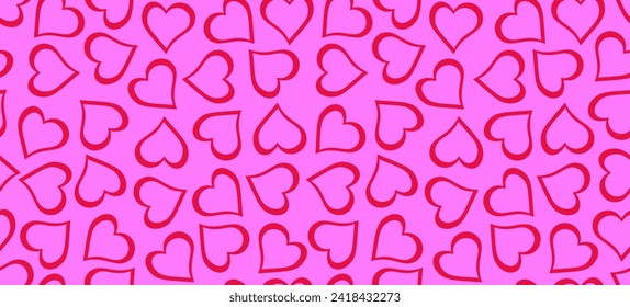 Red love heart seamless pattern background, Valentines day holiday print texture, beautiful romantic wedding design backdrop, hearts background - stock vector