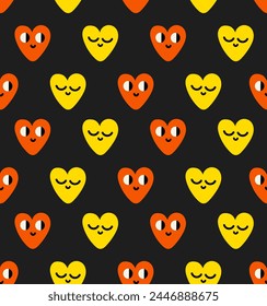 Red love heart seamless pattern illustration. in trendy retro 90s 00s cartoon style. Set Of Cool Retro Stickers Vector Design. Cool Y2K Stickers
