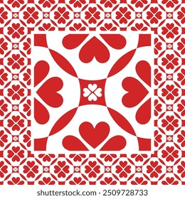 Conjunto de ilustración de patrón transparente de corazón de amor rojo. Colección de impresión de fondo de corazones románticos lindos. Textura del telón de fondo del día de San Valentín, diseño romántico del tablero de damas