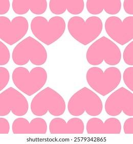 Red love heart seamless pattern illustration. Cute romantic pink hearts background print. Valentine's day holiday backdrop texture, romantic wedding design