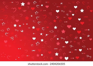 Red love heart shape abstract seamless trendy pattern for happy valentines day