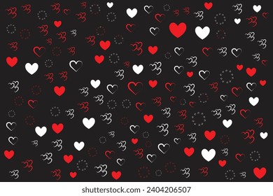 Red love heart shape abstract seamless trendy pattern for happy valentines day