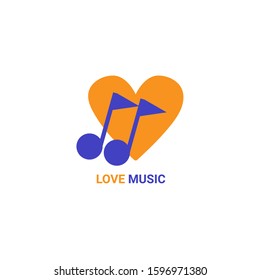the red love heart shaped music logo and music symbol
