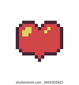 Red Love Heart symbol icon like isolated pixel art vector illustration. Game assets 8-bit sprite. Design for stickers, web, mobile app.