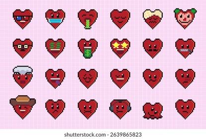 Red Love Heart love symbol icon like isolated pixel art vector illustration. Game assets 8-bit sprite. Design for stickers, web, mobile app.