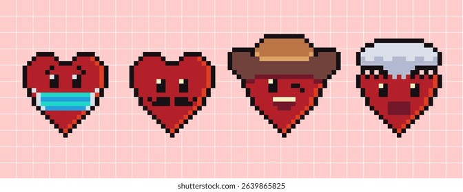 Red Love Heart love symbol icon like isolated pixel art vector illustration. Game assets 8-bit sprite. Design for stickers, web, mobile app.