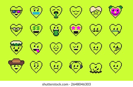 Ícone de símbolo de amor Coração de Amor Vermelho como ilustração de vetor de arte de pixel isolada. Recursos do jogo sprite de 8 bits. Design para adesivos, web, aplicativo móvel.