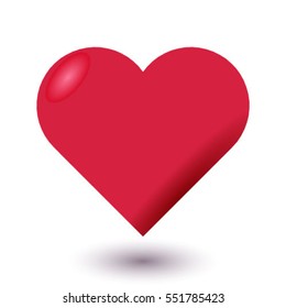 Red love heart. Vector illustration.