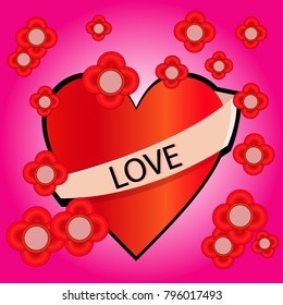 Red love, Heart Love Vector Template
