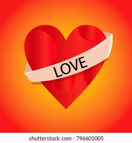 Red love, Heart Love Vector Template