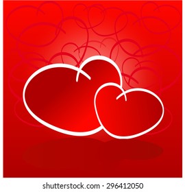 Red love hearts on red background.Valentines day.