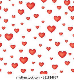 Red love hearts seamless pattern. Valentine day holiday tile ornament