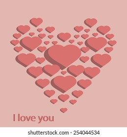 Red love hearts. vector