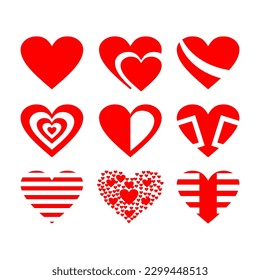 red love icon vector. types of love logos