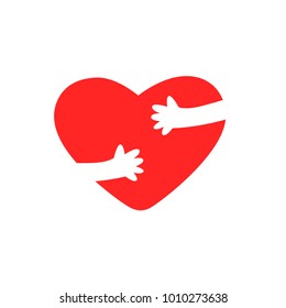 red love with kid hand. Isolated Vector Illustration