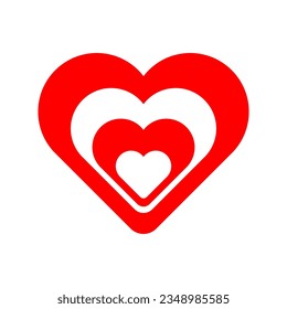 Red love layer with circle heart Valentine day love wedding invitation 