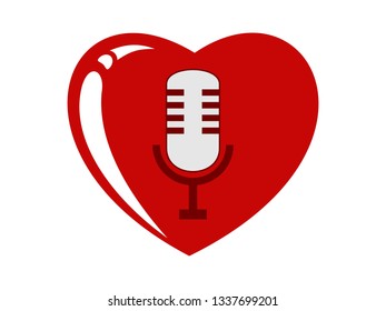 the red love microphone icon for record your voice in your phone
