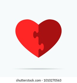 Red Love Puzzle. Vector Illustration