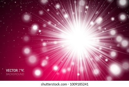 Red Love Romantic Red Abstract With Lights. Shimmer Sparkle Frame Border Confetti Greeting Valentine's Day Card. Vector Illustration on Black Background.