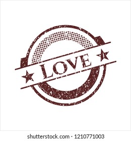 Red Love rubber grunge texture stamp