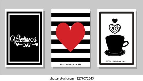 Red love. Set of Valentines card. Vector illüstration. Fore notebook covers, cards, t-shirts...