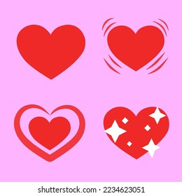 red love set vector illustration for symbol, template, valentine's day, february holiday