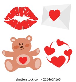 red love set vector illustration for symbol, template, valentine's day, february holiday