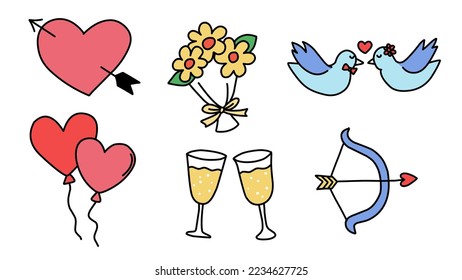 ilustración vectorial del conjunto de amor rojo para símbolo, plantilla, día de San Valentín, f
feriado de febrero
