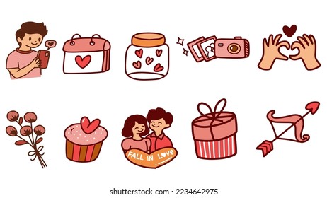 red love set vector illustration for symbol, template, valentine's day, february holiday
