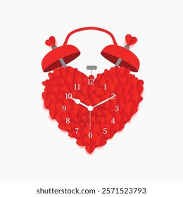 Red love shape clock technology vector design illustration.