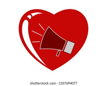 the red love sound icon for tell you some announcement