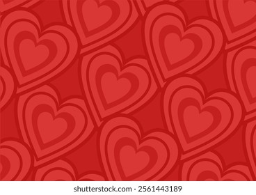 Red love symbol texture. Seamless background with symbols of love, valentine, heart