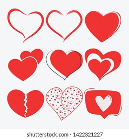 red love symbols, love set icon vector 