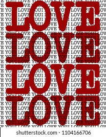 red love text art vector 