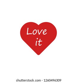 Red LOVE text. Vector icon