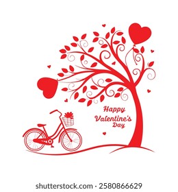 Red Love Tree Valentine Background