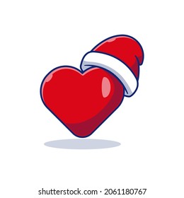 red love vector illustration design with santa hat